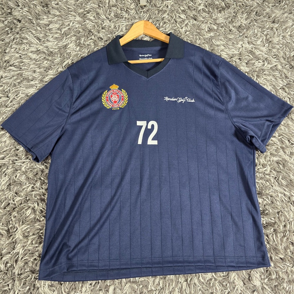 Abercrombie & Fitch x Random Golf Club Navy Jersey Polo XXL 72 Shadow Stripe